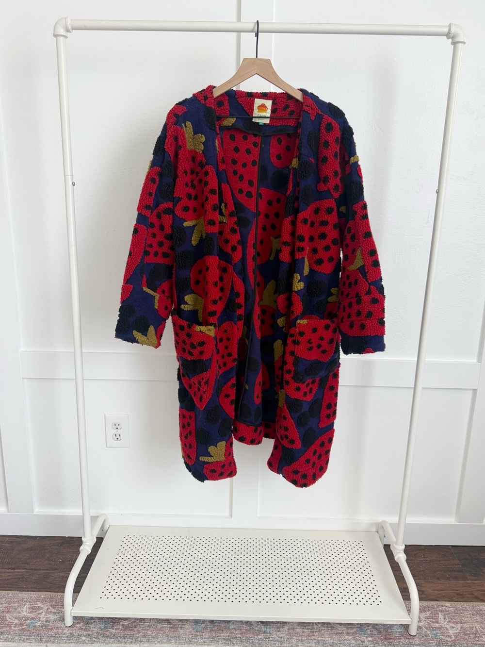 Farm Rio Maxi Heartberry Fleece Cardigan Coat
